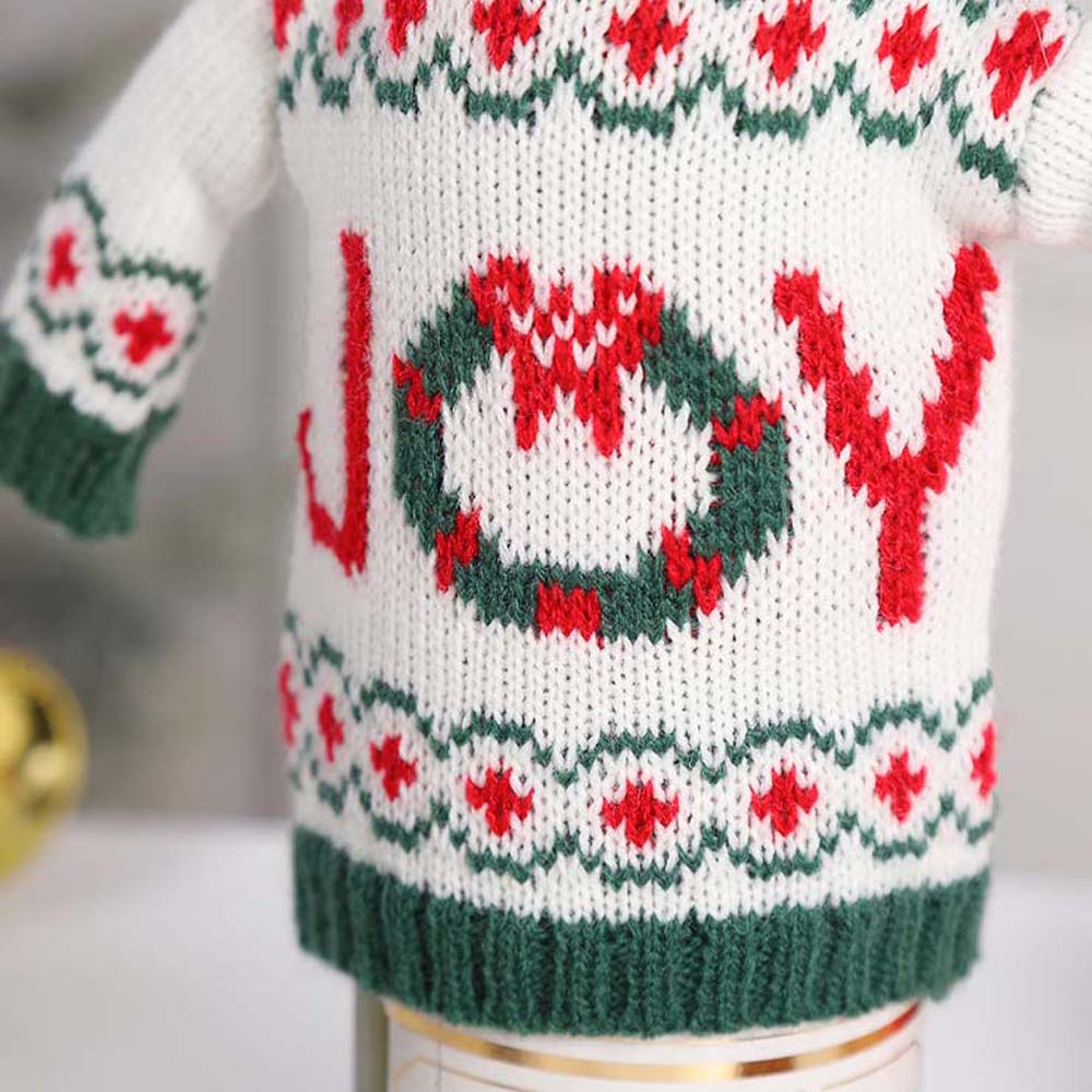 Portable Christmas Wine Bottle Cover Knitted Clothes with Hats Wine Pouch Gift  Family