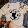 Moon Cat Tshirt Women Anime Harajuku Manga T-shirts Female Comic Graphic Japanese Clothes
