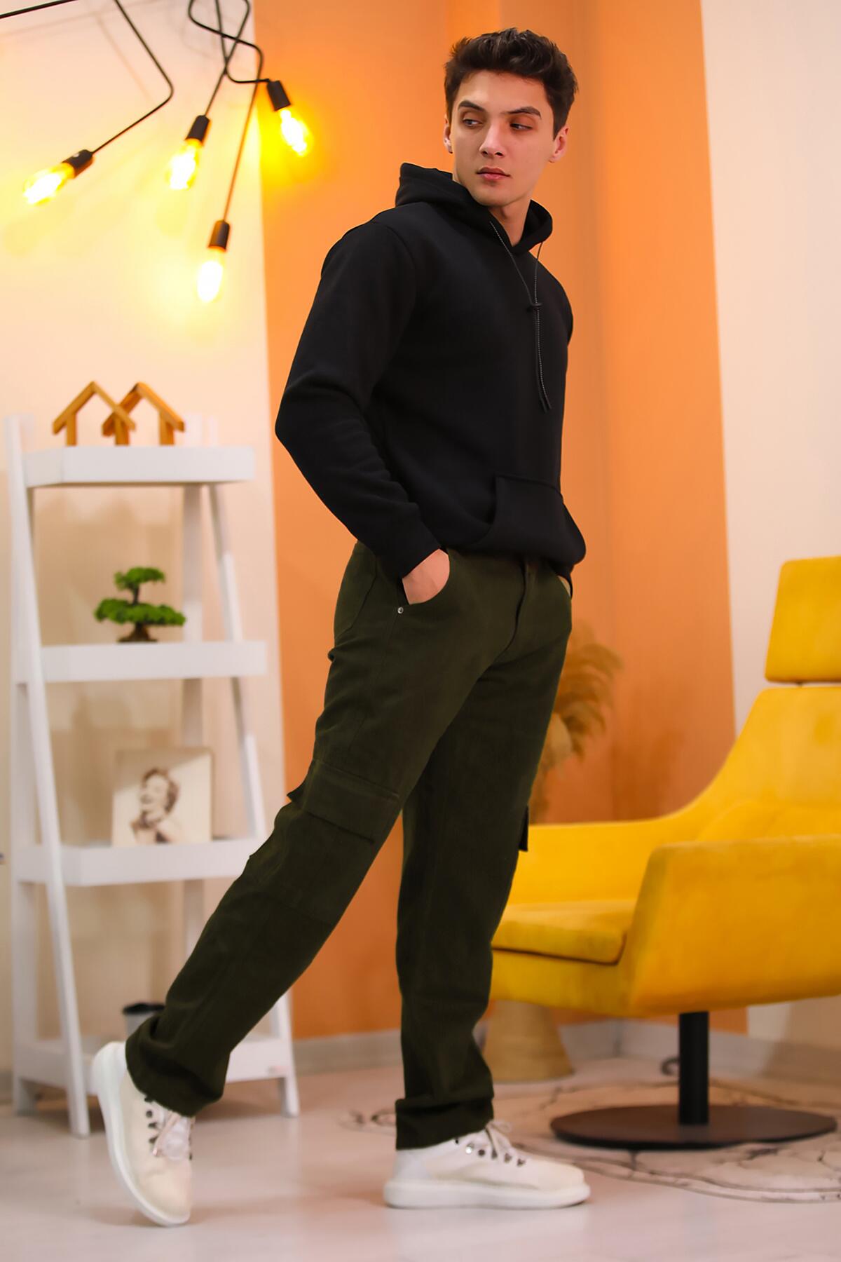 

Men s Cargo Pocket Tube Leg Trousers 33 хаки