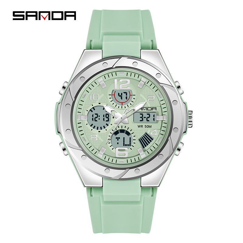 Sanda Men's Multifunctional Dual Display Waterproof Sports Watch with Luminous & Alarm Features