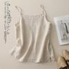 Plus Size Women's Cotton Linen Spaghetti Strap Tank Top: Lightweight Sleeveless Summer Outerwear & Base Layer