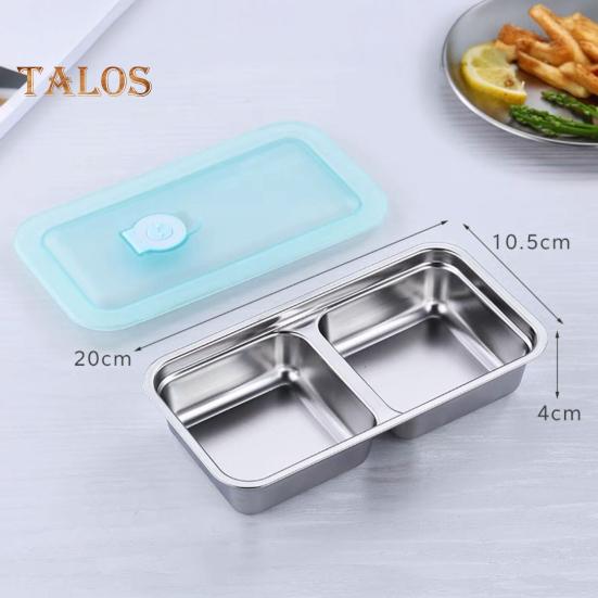 Stainless Steel Snack Containers Anti-Leak 2 Compartments Dipping Container Reusable Condiment Containers with Lids Metal Lunch Box for Snacks Dips