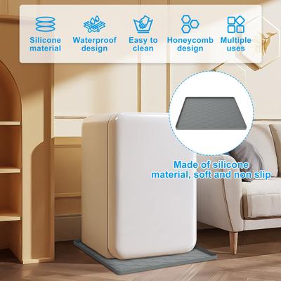 Mini Fridge Silicone Mat 60x60cm Under Washing Machine Mat Non-slip Mini Drip Pan with Raised Edges Anti Scratch Floor Protector