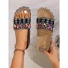 Fashionable Vintage Ethnic Diamond-Face Chunky-Sole Slippers Large Size Outdoor Beach Cork Slippers