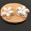 Engood 60Pcs Five-Petal Pearl Flower Rhinestones Flatback Button Children Headband Kids Hair Sewing Trim & Embellishments Craft