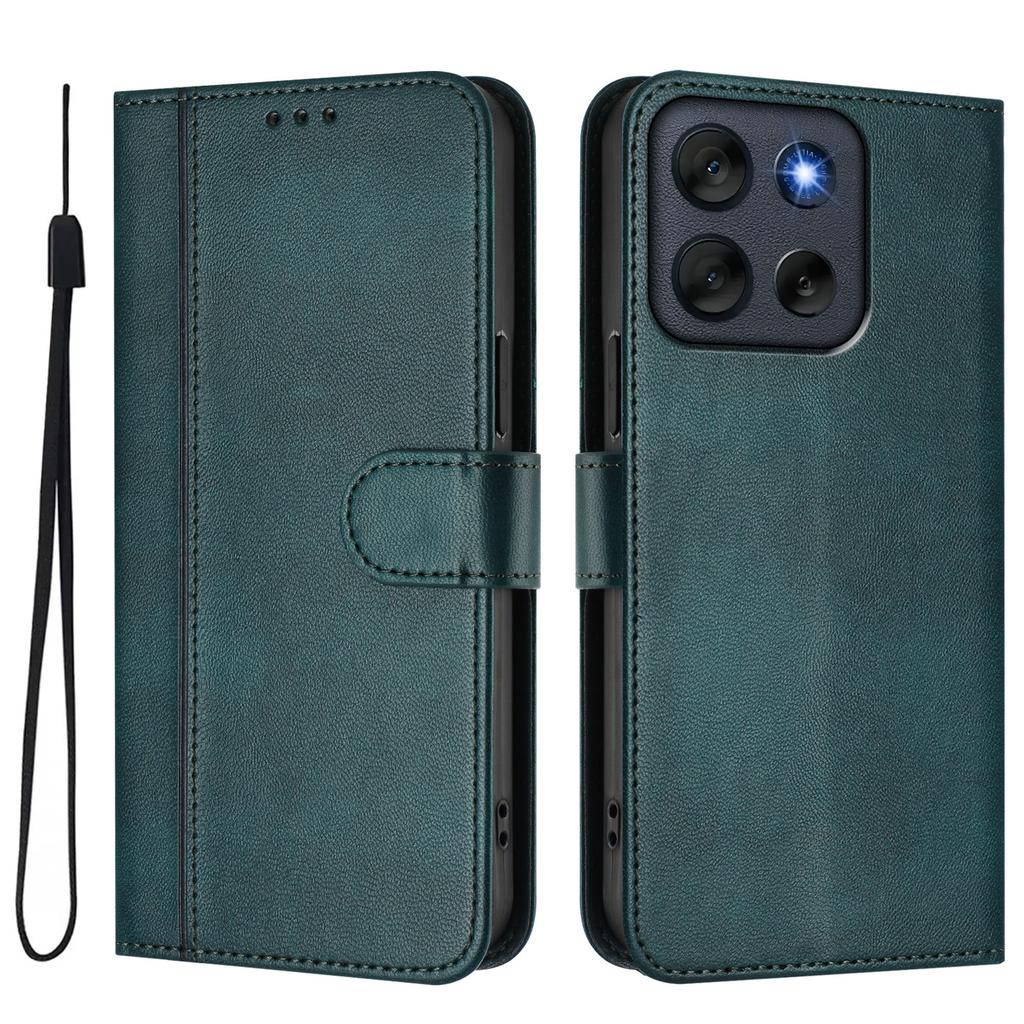 For Motorola Moto G56 5G Cases Wallet Stand Retro Texture Leather Phone Cover with Lanyard