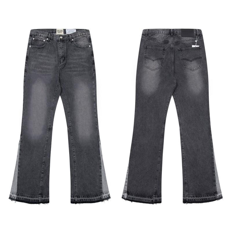 Mens High Street Graffiti Jeans Vintage Washed Slightly Flared Long Pants