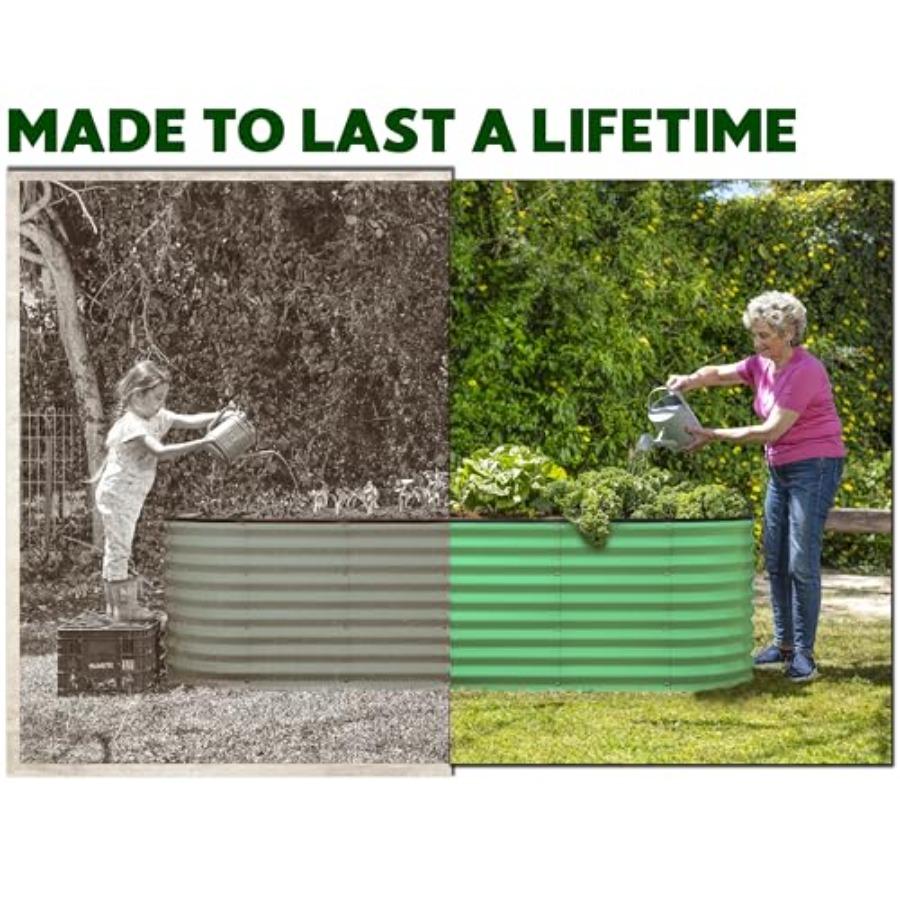 Galvanized Raised Garden Beds Outdoor 6×2×2 Ft Planter for Gardening Vegetables Flowers Large Metal Garden Box Light Green Pate