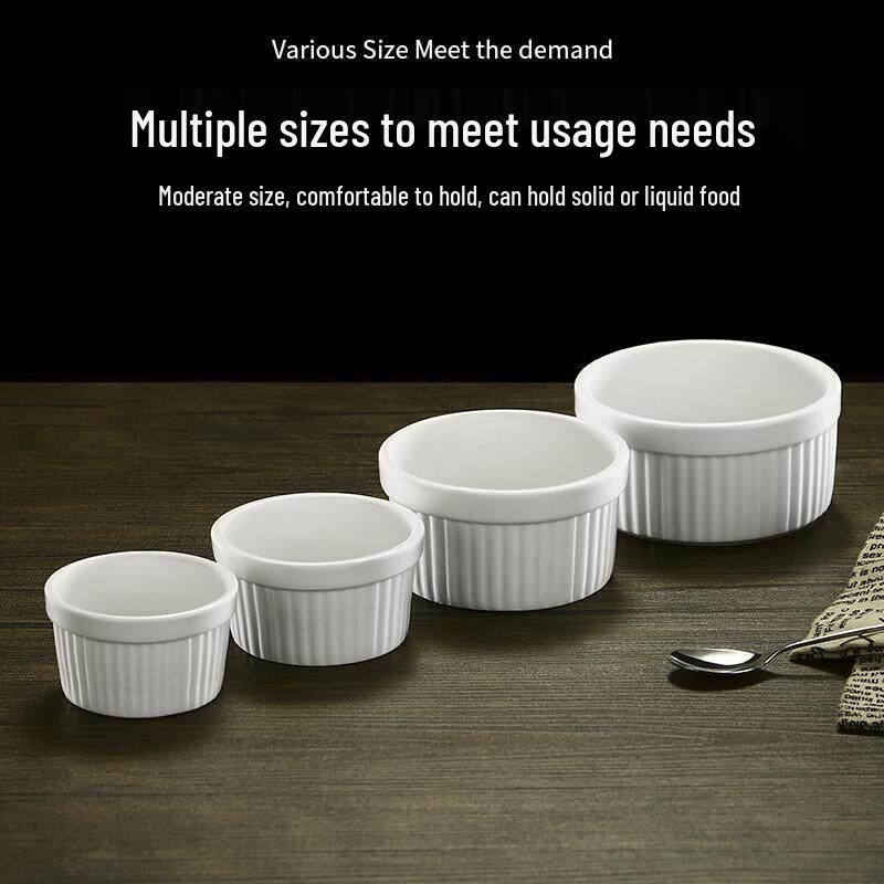 Pure White Ceramic Ramekin for Pudding, Baking, Desserts, and Ice Cream