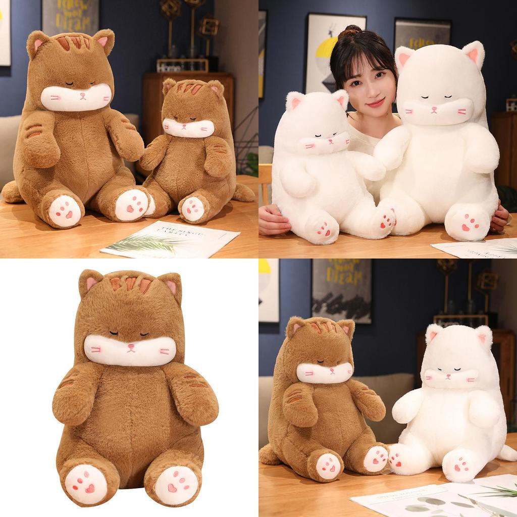 Adorable Cat Plush Pillow Doll Soft Cuddly Kitty Figure Fluffy Stuffed Toy Gift For Girls