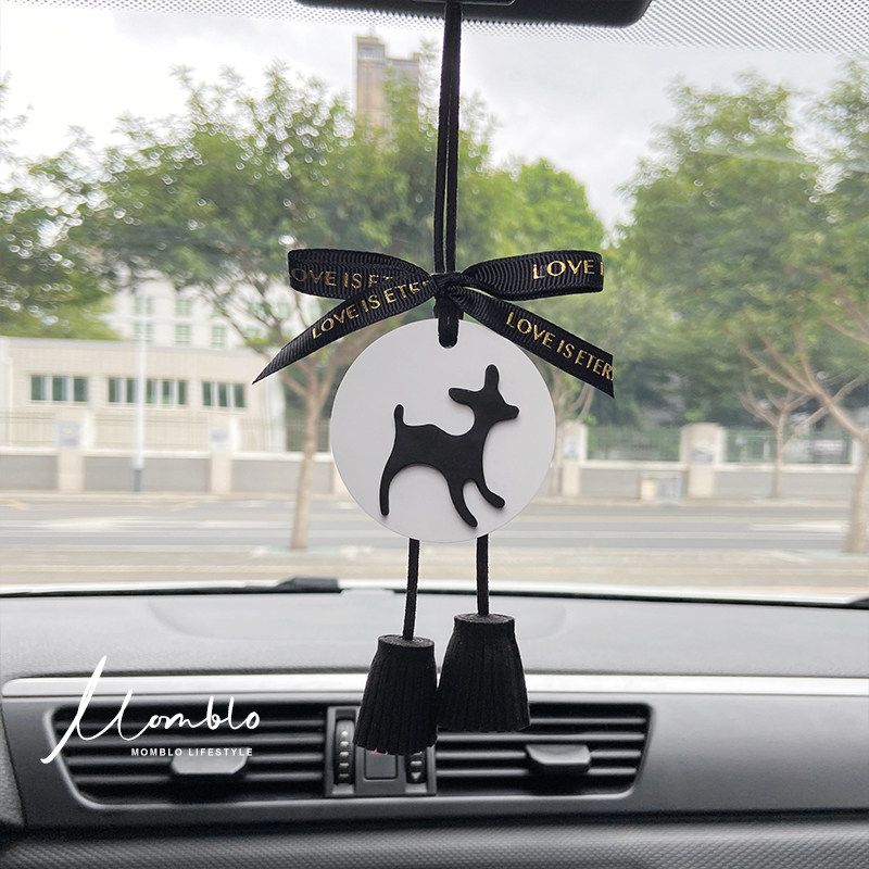 Aromatherapy Car Hanging Ornament for Safe Journey, Car Perfume Rearview Mirror Hanging Ornament, Diffuser Gypsum, New Car Gift Peaceful Deer Pendant (Odorless)