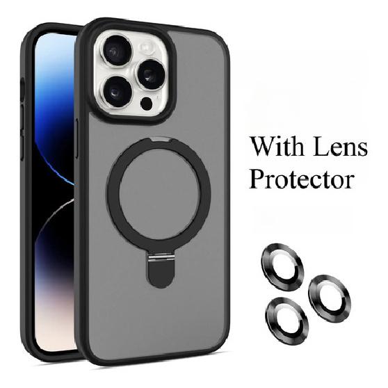 

Magnetic Stand Case For iPhone 15 Pro Max With Lens Protector чёрный