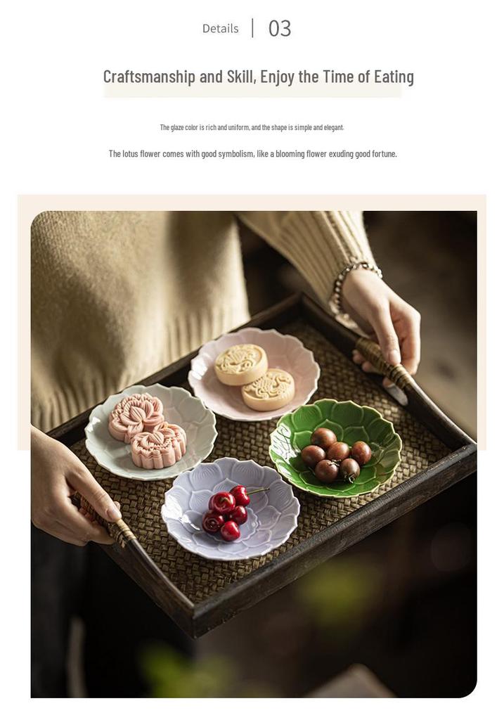 Ceramic High-Legged Tea & Pastry Plate - Exquisite Chinese Style for Engagements & Snacks
