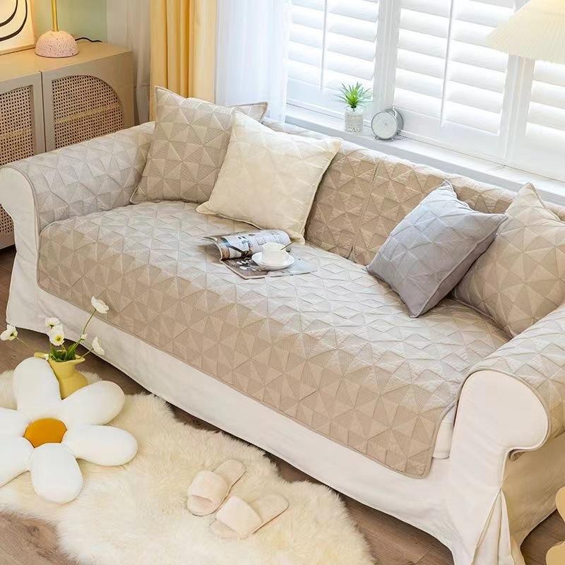 

Nordic Simple Solid Color Sofa Cushion Four Seasons Pure Cotton Fabric Non-Slip Seat Cushion Winter Universal Modern Sofa Cover Towel 70*70cm