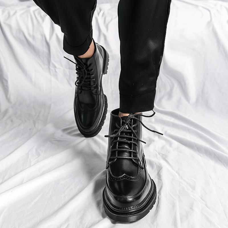 Fashion Design Men's Casual Ankle Boots Men Fashion Motorcycle Boots Mens Lace-Up Sneakers New Arrival Britsh Vintage Leather Boots