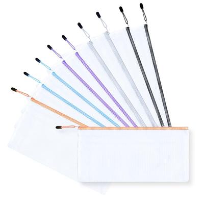 JP Number Zipper File Receipt 5 Mesh Bankbook Horizontal Bags, File, Colors, 10-Pack, Case, Organizer, Vinyl,