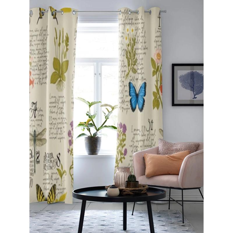 Heilkräuter und Insekten Fenstergardinen für Wohnzimmer Küche Moderne Vorhänge Heimdekor Jalousien Vorhänge