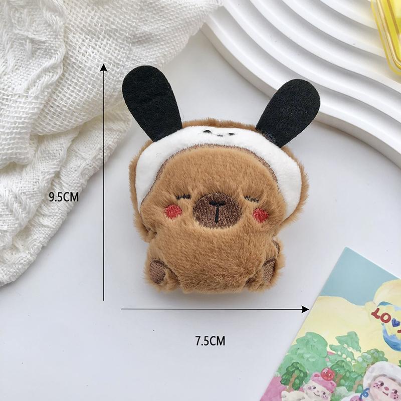 Cute Capybara Animal Plush Doll Brooch Fluffy Soft Stuffed Clothes Badge Pins Backpacks Decoration Accessories
