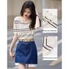 Demana London Holiday Lyocell Striped Jacquard Knit Top