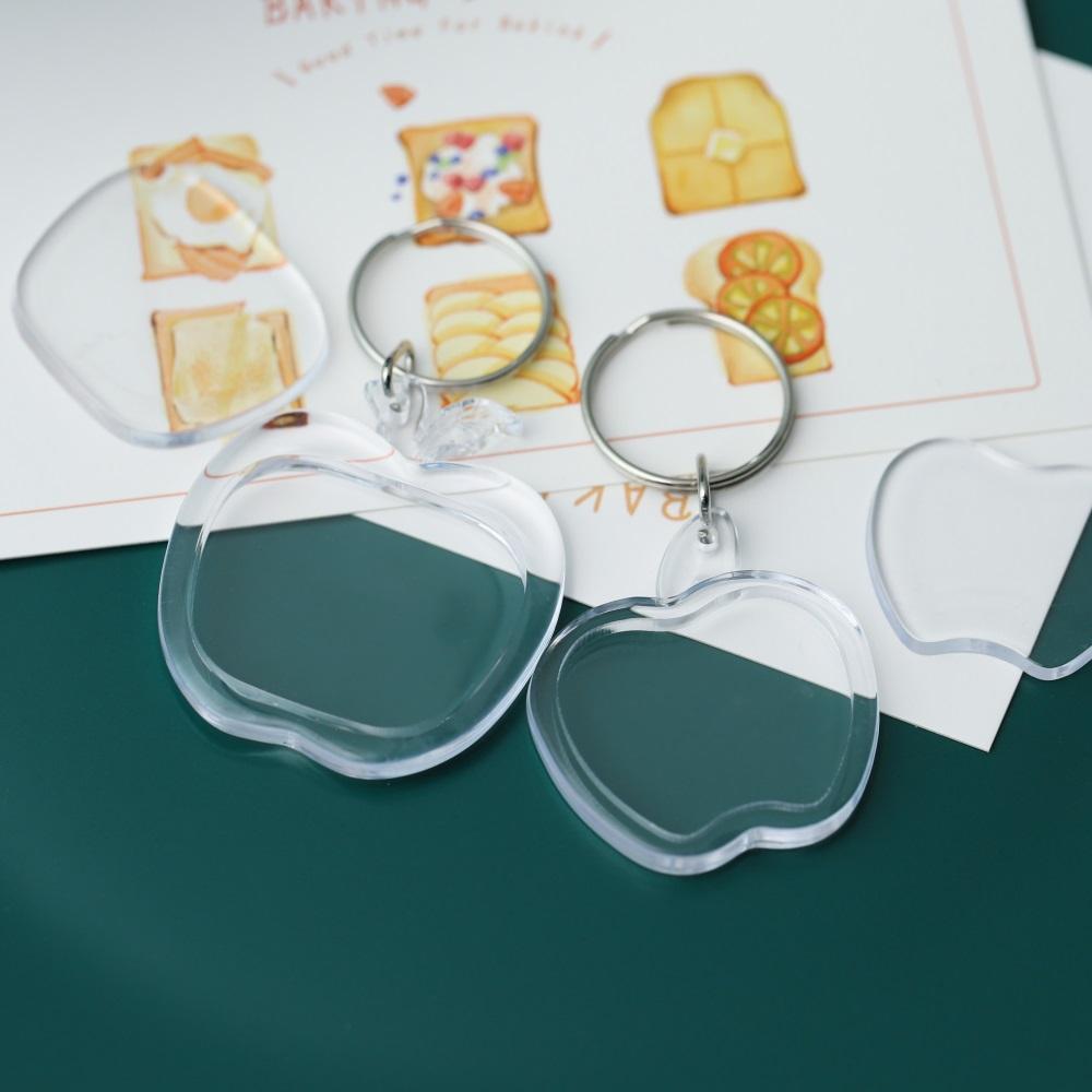 2-5Pcs/Pack Transparent Rectangle Blank Acrylic Insert Keychain Photo Picture Frame Keyring Holder DIY Split Ring KeyChain Gift