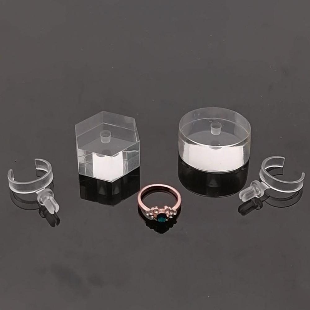 Geometric Clear Acrylic Ring Display Stand Jewelry Ring Organizer Holder  Cases Photography Props