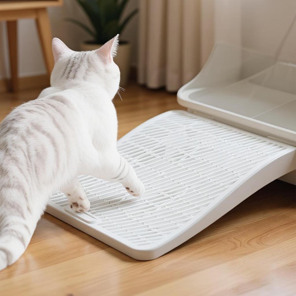Cat Litter Box Step With Double-layer Filter And A Ramp Adjustable Pet Kitten Waste Collection Stairs Litter Catching Ramp