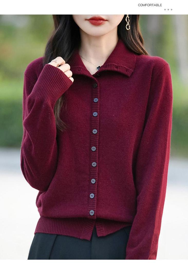Women's Thick Knit High Collar Cardigan Sweater - Autumn/Winter Loose Long Sleeve Buttoned Jacket