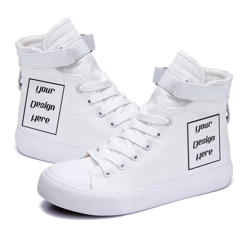 Customized Printed High Top Canvas Shoes Korean Version Of Student Fashion Casual Shoes , Couple Printed Canvas Shoes