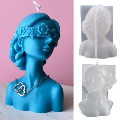 Domácí řemesla Dívka Silikonové formy na svíčky DIY Růže Dámské Aromath Gpysum Výroba domácích dekorací Ženy Head Art Forma na svíčky