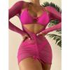 European and American Bikini Three-piece Long Gauze Skirt Strap Swimsuit