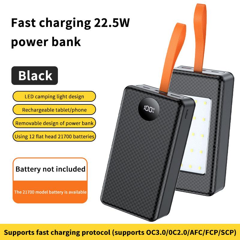 12*21700 Battery Holder 10W 22.5W Fast Charging 15W Wireless Charging Diy Power Case Dual Usb Type C Charge Box With Led Light