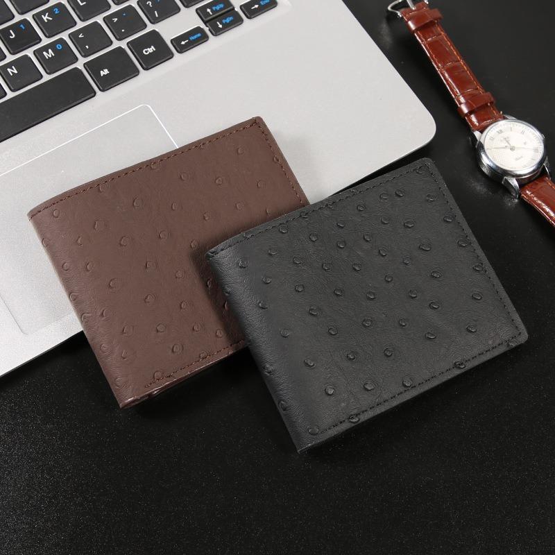 New Horizontal Men's Business Ostrich Pattern Wallet, Urban Personality Multi-function Large-capacity Horizontal Short