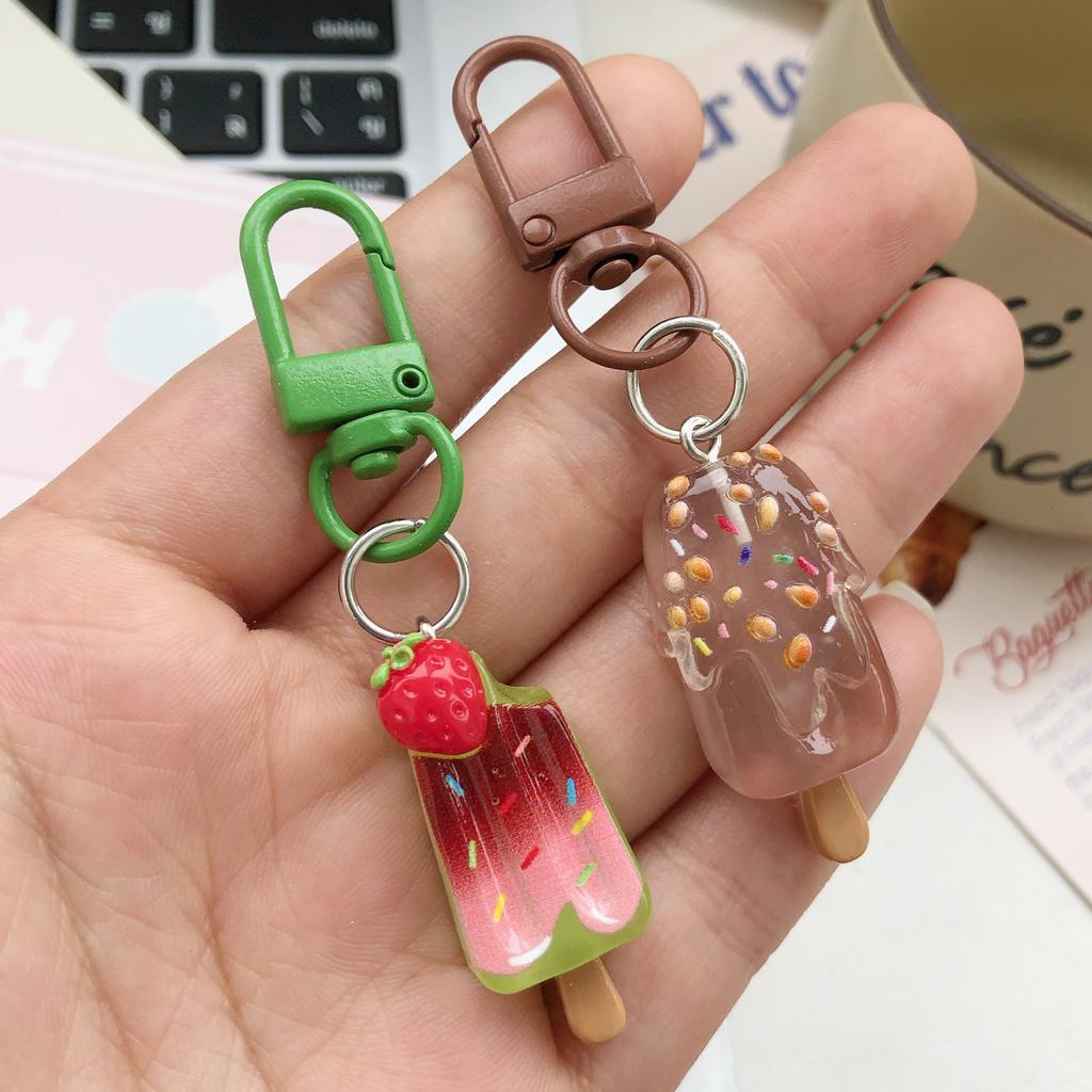 Cute Cartoon Ice Cream Keychain Durable Resin Key Ring For Bag Charm Accessory Perfect Gift For Friends Kids Birthday Party