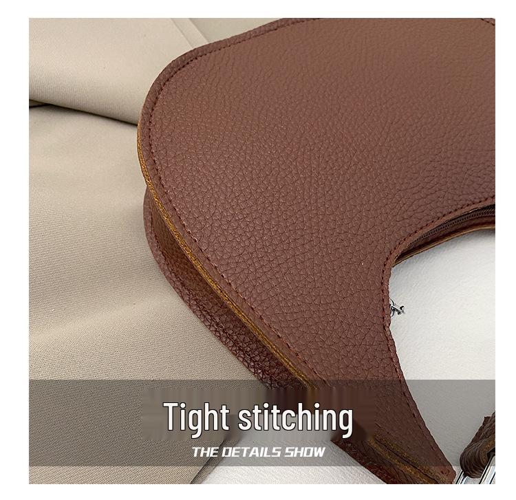 Women's Chic Lychee Pattern Crossbody Bag - Large Capacity, Versatile, Fashionable Shoulder & Dumpling Style