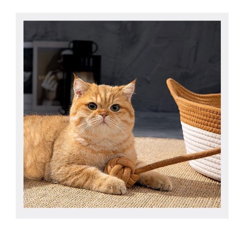 Scratch Resistant Cotton Rope Cat Bed Handwoven Pet Nest Breathable Summer Cool Mat Four Seasons Universal Bed for Cats Small Dogs