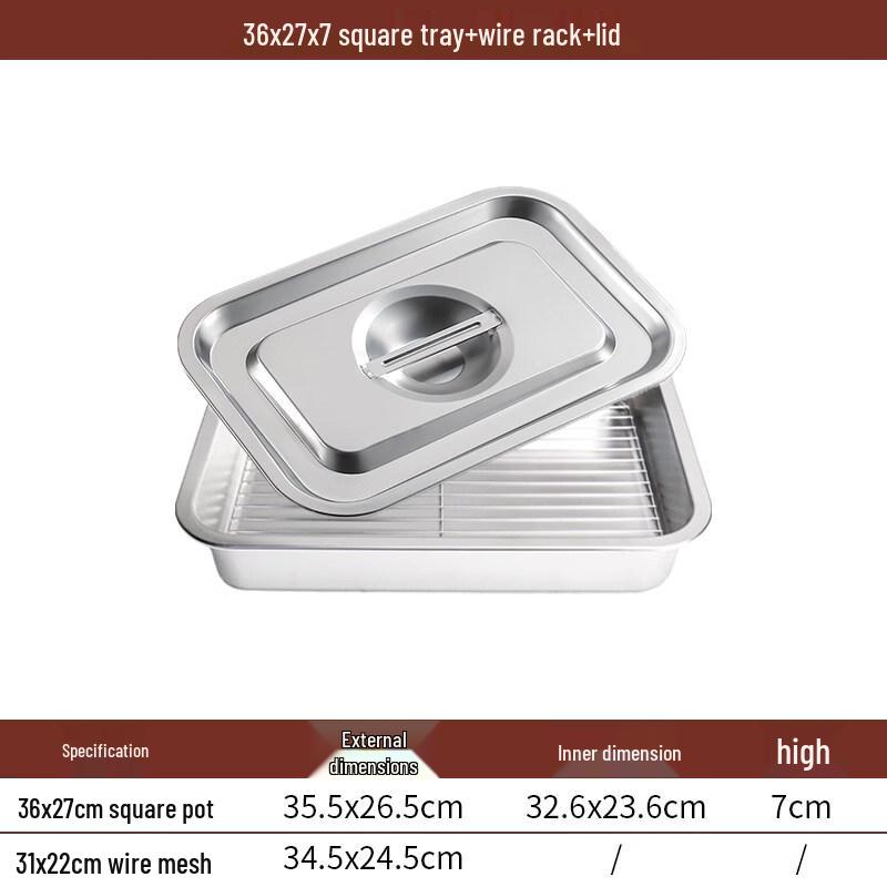 Deep Stainless Steel Square Basin with Drainer and Lid