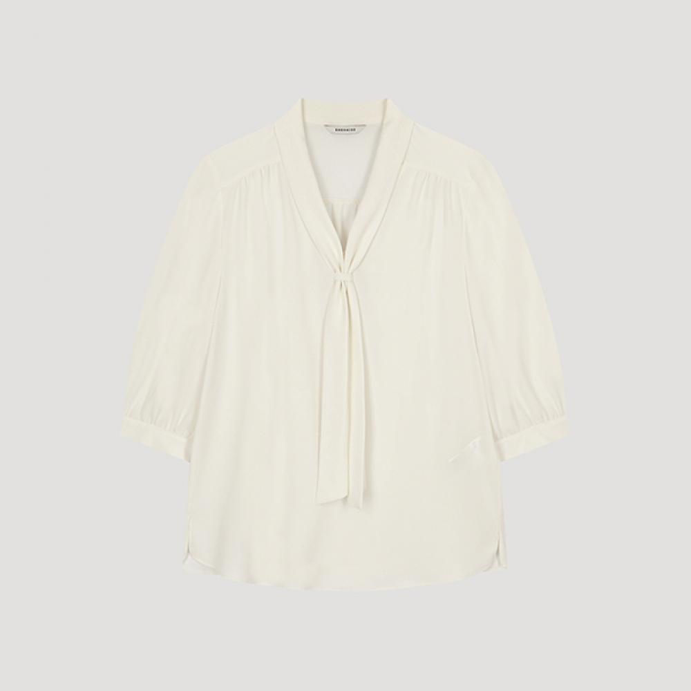 

She S miSS Shirring Tie Neck blouSe Swwblo22540 Iv Ivory/66