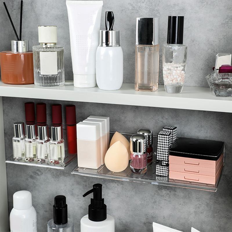 Toilettenregal Transparenter Kunststoff Wandmontage Typ Badezimmer Aufbewahrungshalter Duschshampoo Regale Ablagen Organizer