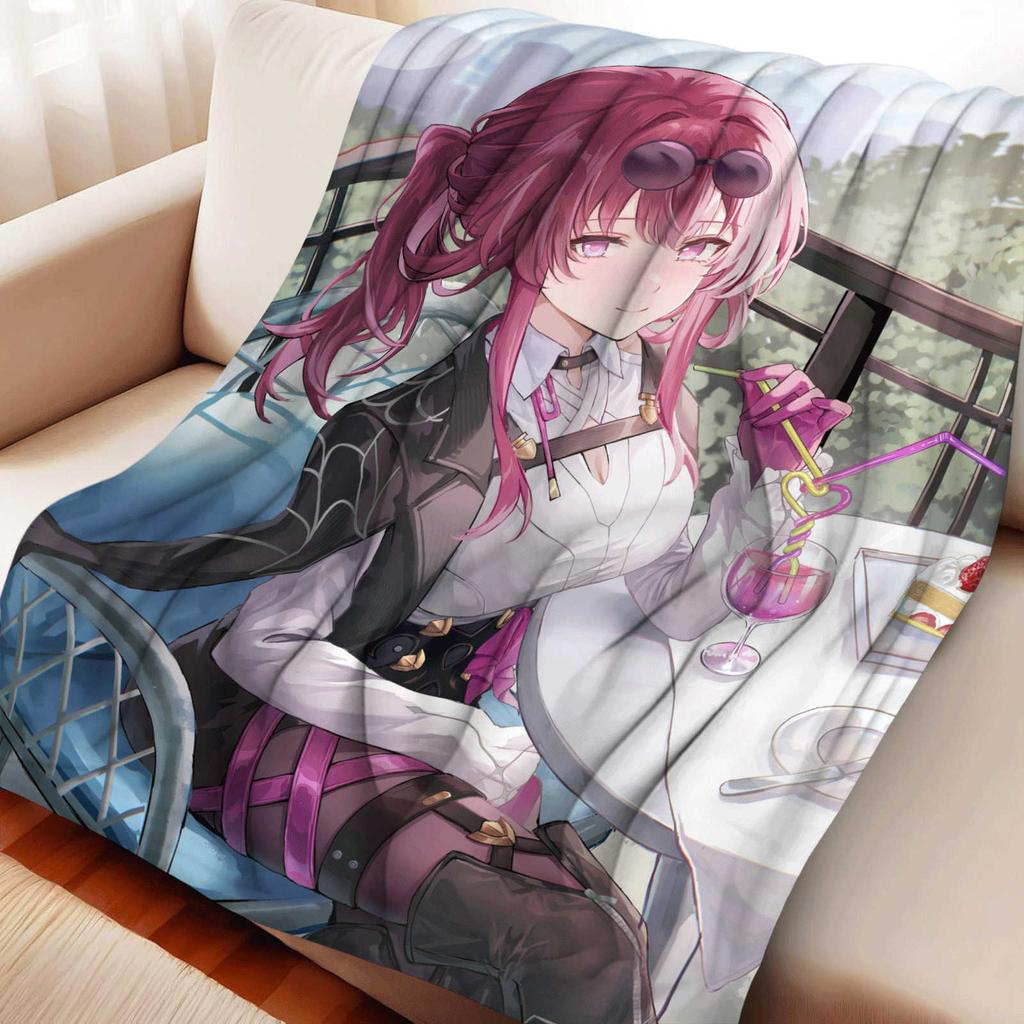 Cartton Kafka Purple Flannel Blanket Anime Honkai Star Rail Printed Warm Soft Blankets Decor Home Bed Multifunctional Blankets
