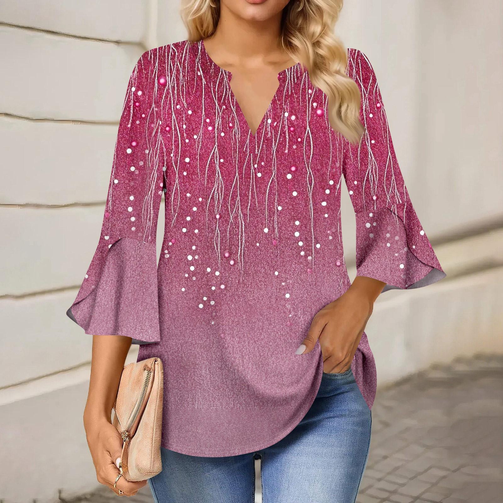 

Женская рабочая рубашка с плиссировкой и рукавом 3/4, рубашка с V-образным вырезом, повседневная рубашка с завязками на талии, деловая рубашка M