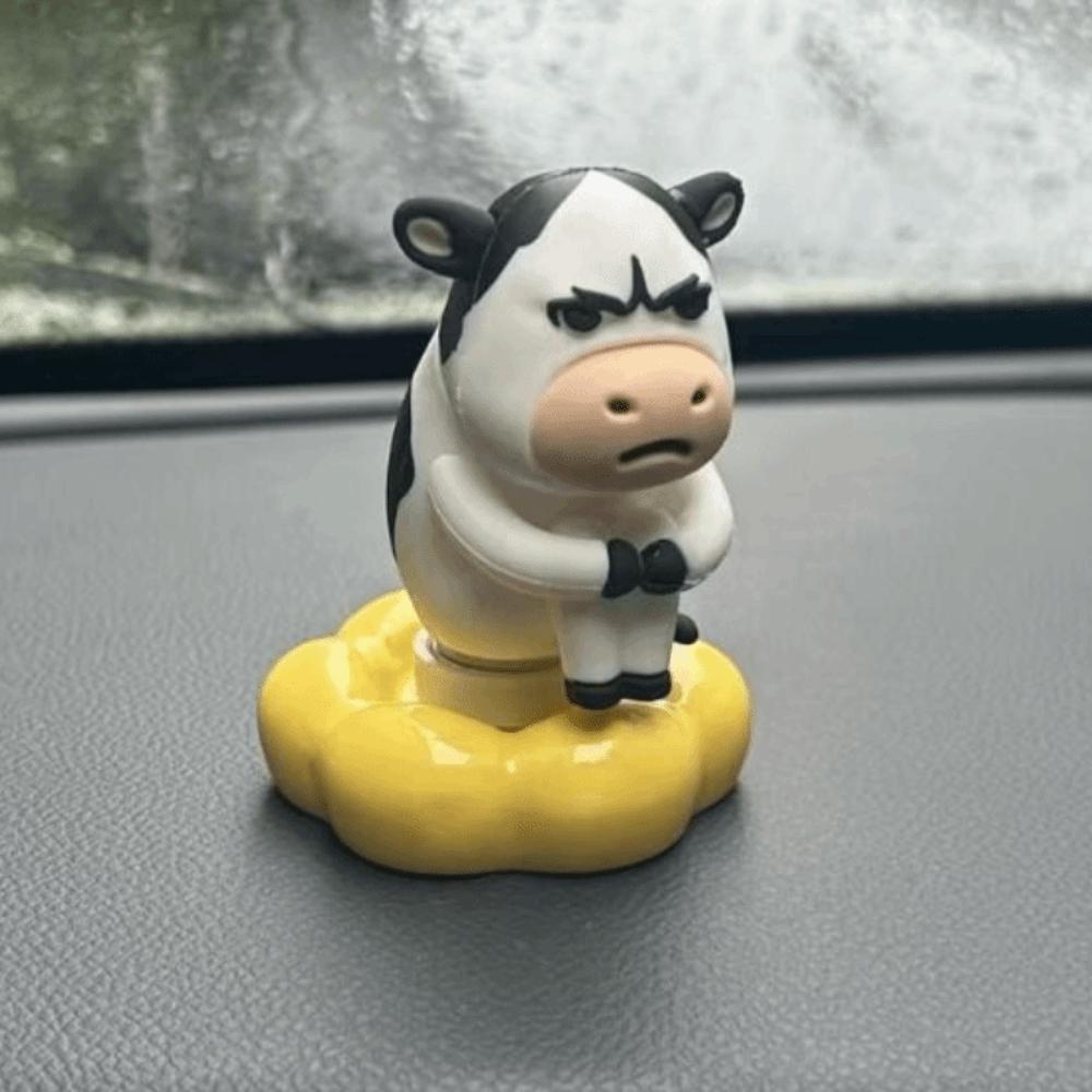 Ugly-cute Cute Cow Doll 3D Printed Car Ornament Grass Cow Figure Desktop Decor