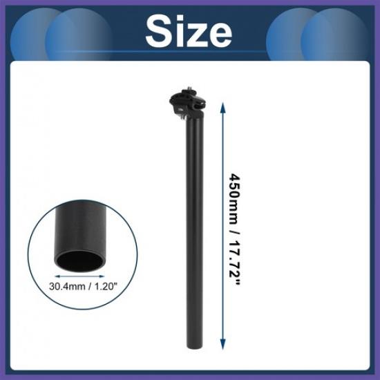 Bike Seat Post 30.4x450mm Adjustable Angle with Fixing Clip Aluminum Alloy