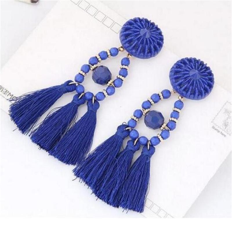 Punk Big Circle Hoop Long Tassel Earrings for Women Girls Steampunk Ear Clip Punk Style Earring Ear Ring