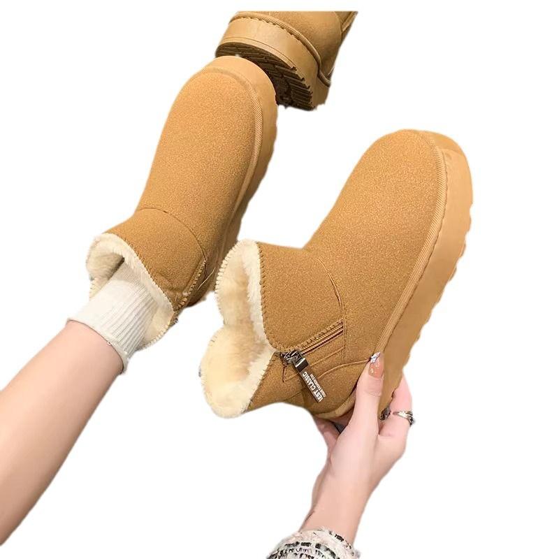 Shoes Snow Boots Women's 2025 Winter New Fashion Versatile Platform Bread Shoes Fleece Thickened Snow Cotton