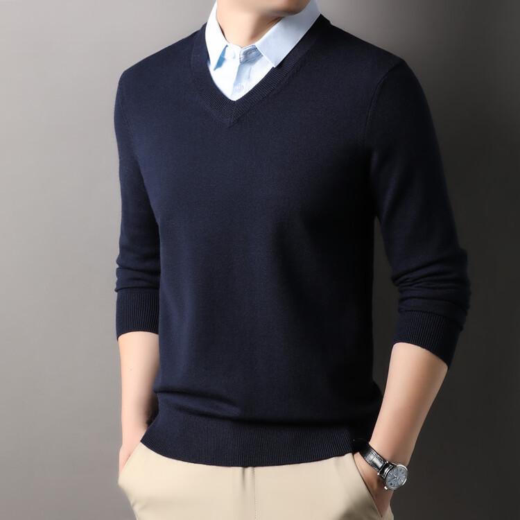 

2025 Winter Men s Thickened Two-in-One Warm Knit Shirt 110 темно-синього кольору