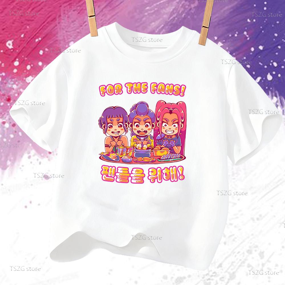 Boys Tee Girl Clothes Movie Cartoon Kid T-shirt KPop Demon Hunters Print Fashion Casual Summer Short Sleeve Tops