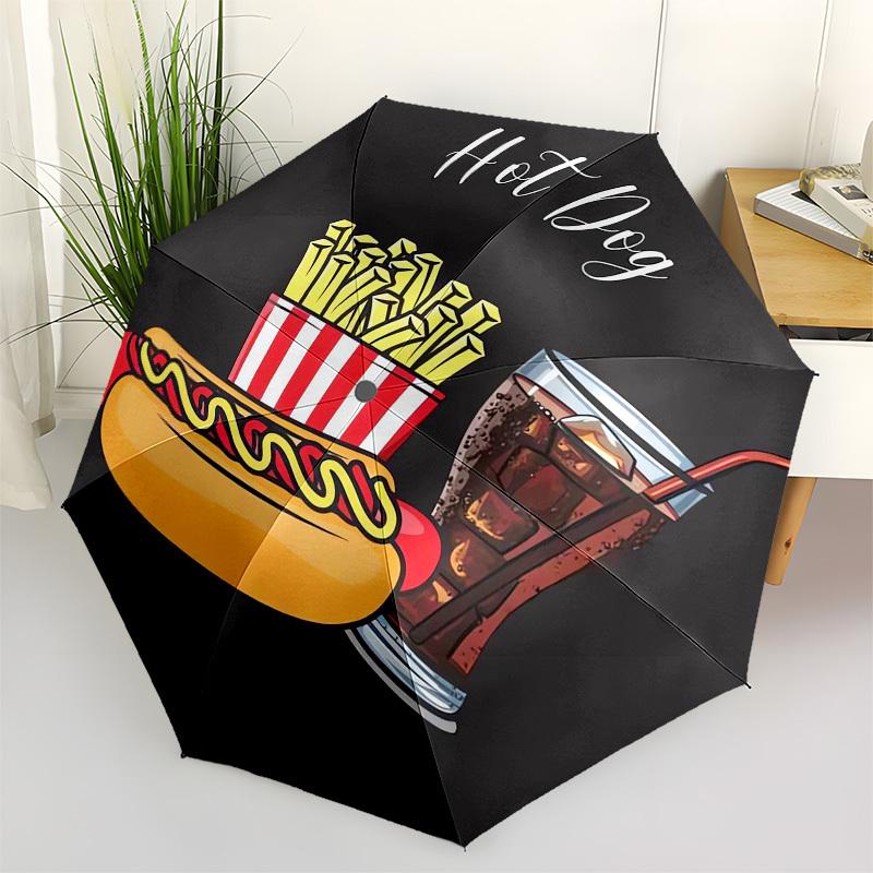1pc Hot DogFast Food Themed High-quality Umbrella,Automatic Opening and Closing Umbrella,Multi-functional Umbrella G0811273
