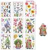 9 Sheets Spring Butterfly Gnomes Static Clings Window Sticker Decal for Bedroom Living Room Festival Home Decorations
