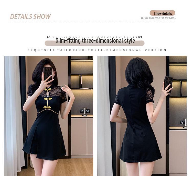 2024 Summer National Style Cheongsam-Style Splicing Two-Piece Suit: Skirt and Shorts Set