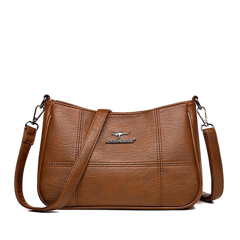 Nová dámská taška přes rameno, měkká kožená textura malá čtvercová taška, velkokapacitní taška přes tělo, módní a jednoduchá střední taška pro maminky